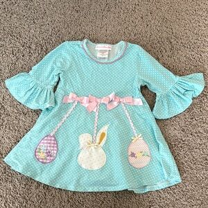 Aqua Polka Dot Easter Dress 3T